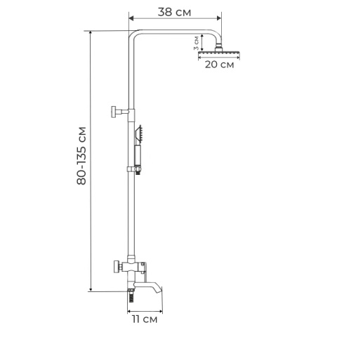Sprchový sloup s baterií, KUB-009-J | KUB-009-J
